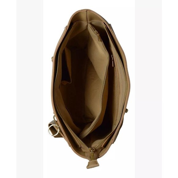 Bebe Allegro Faux-leather Medium Tote + Card case Charm 2 Piece Set - Tan - Picture 16 of 16